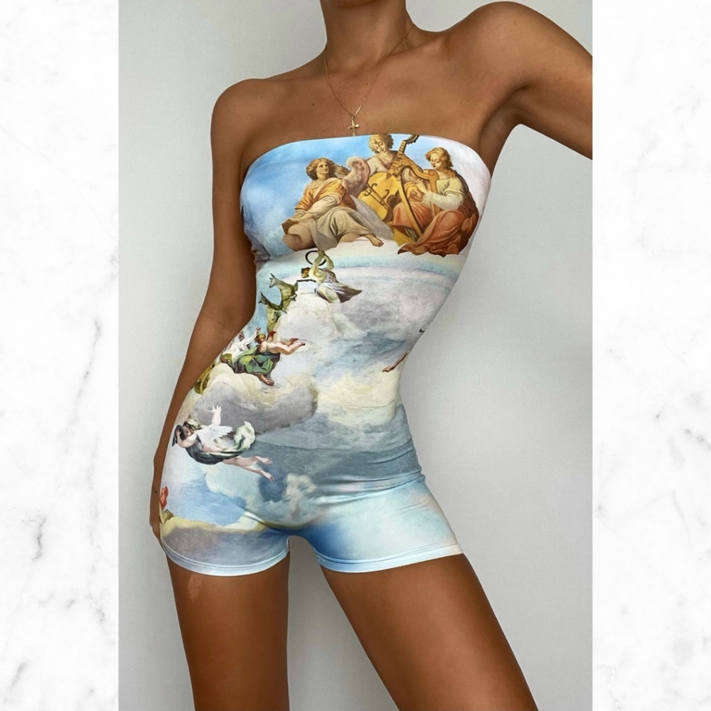 Blessing Your Timeline Angel Romper - Blue/combo XL